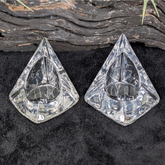 1960’s Pair of Nybro Sweden Volcano Crystal Candleholder Bookends - Picture 5 of 12